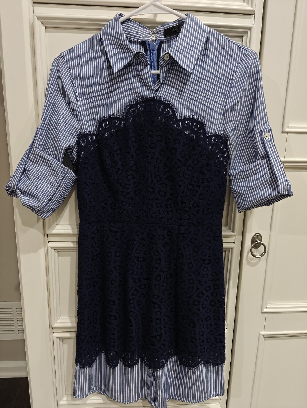 BCBGMAXAZRIA Kaylin Lace-Blocked Shirt Dress 0